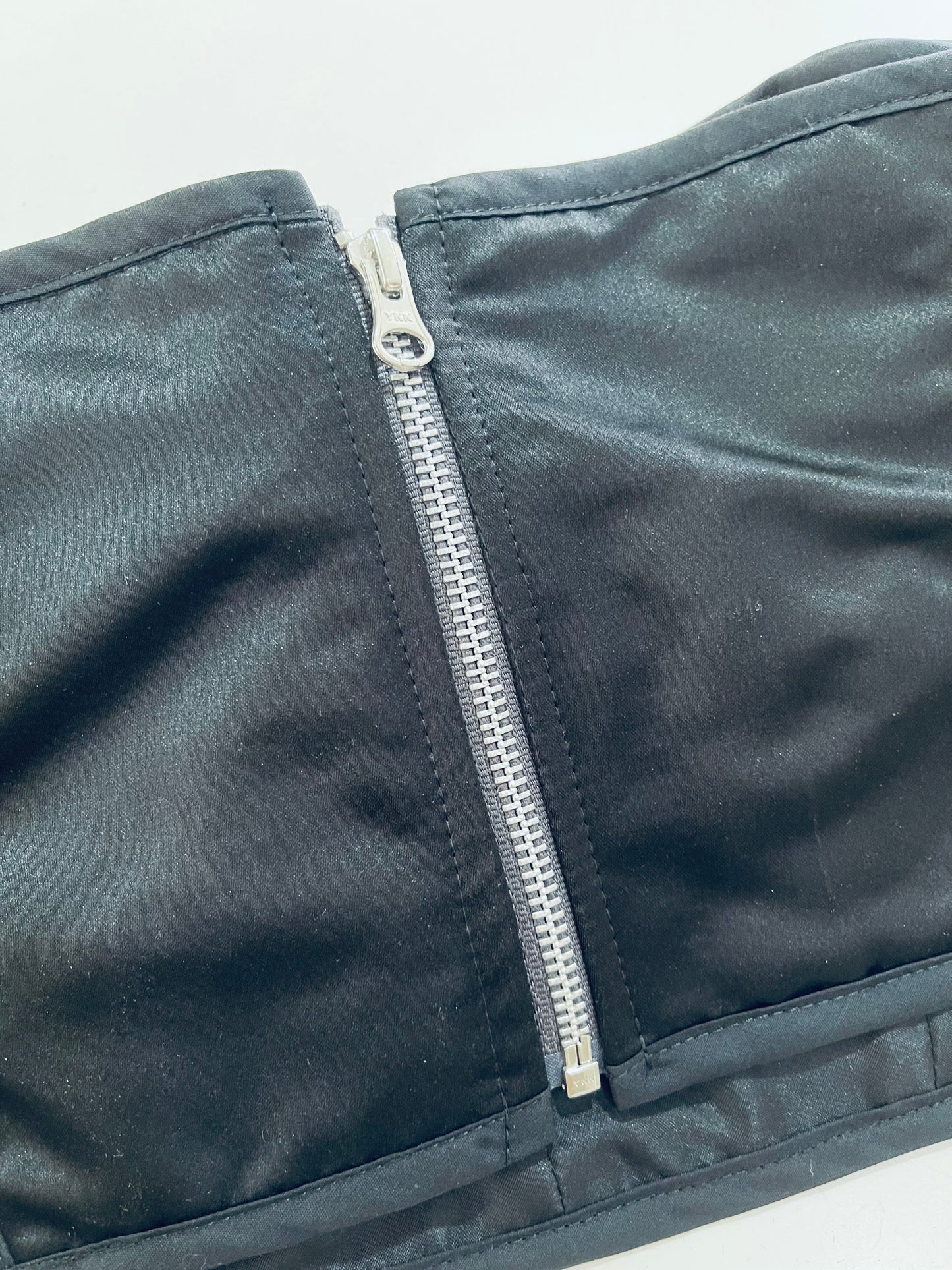 Black Mate Satin corset with rhinestones