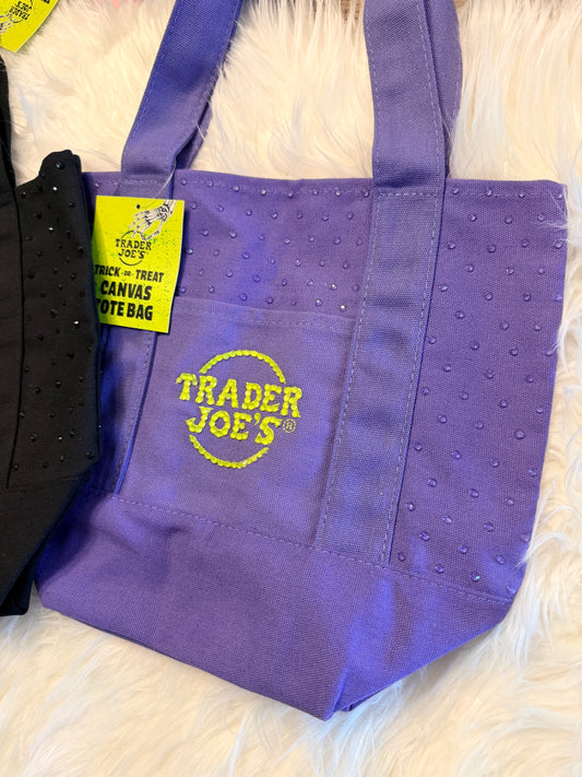 Bling Trader Joes Mini Tote | Black & Purple
