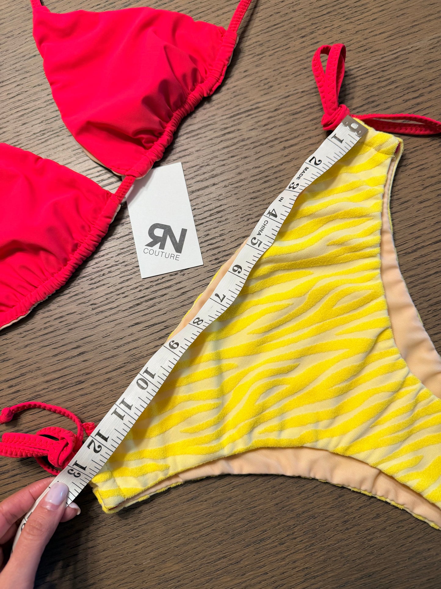 Lemon Zebra Cotton 2 pieces swimsuits | Top L & Bottom M