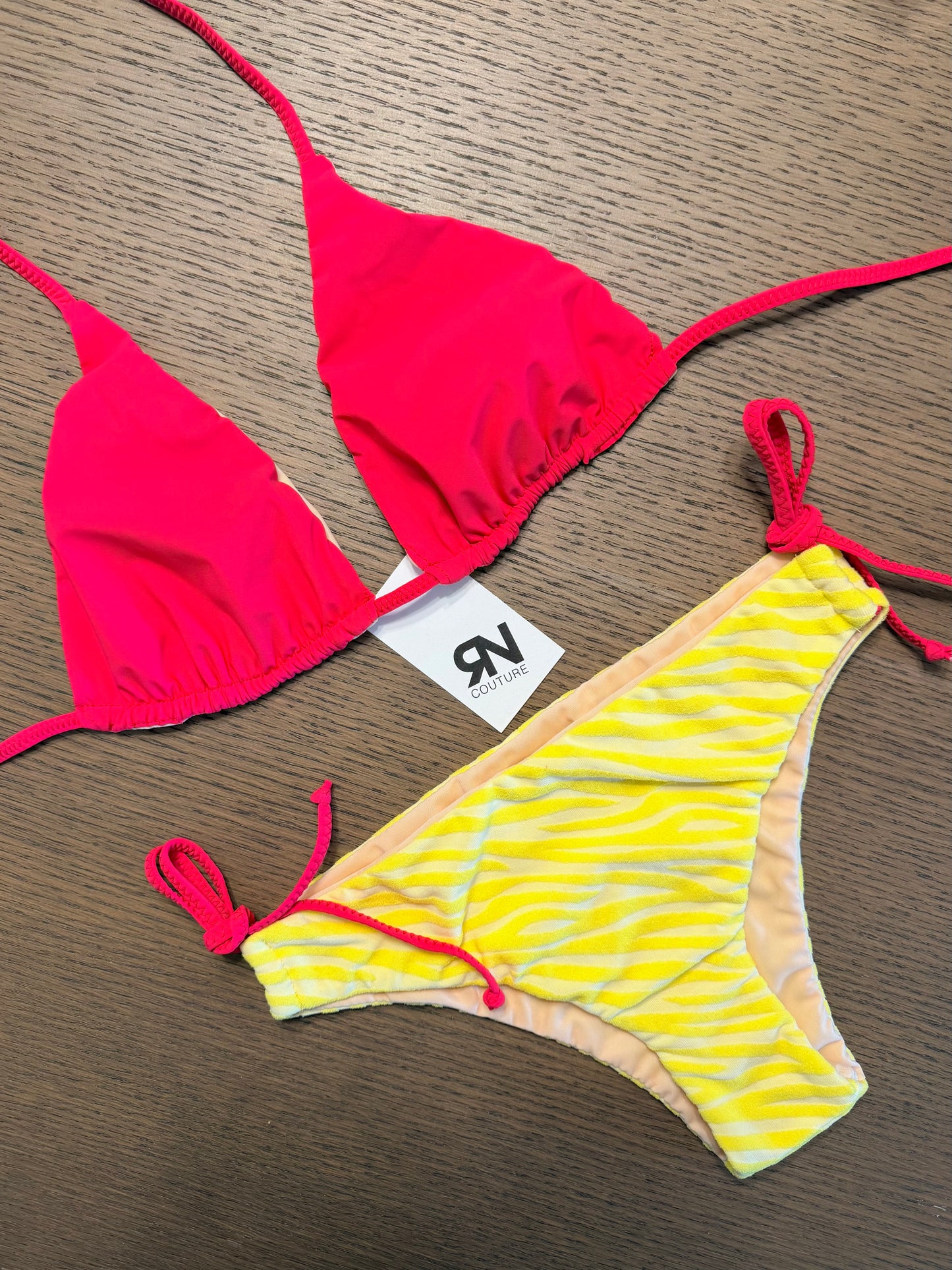 Lemon Zebra Cotton 2 pieces swimsuits | Top L & Bottom M