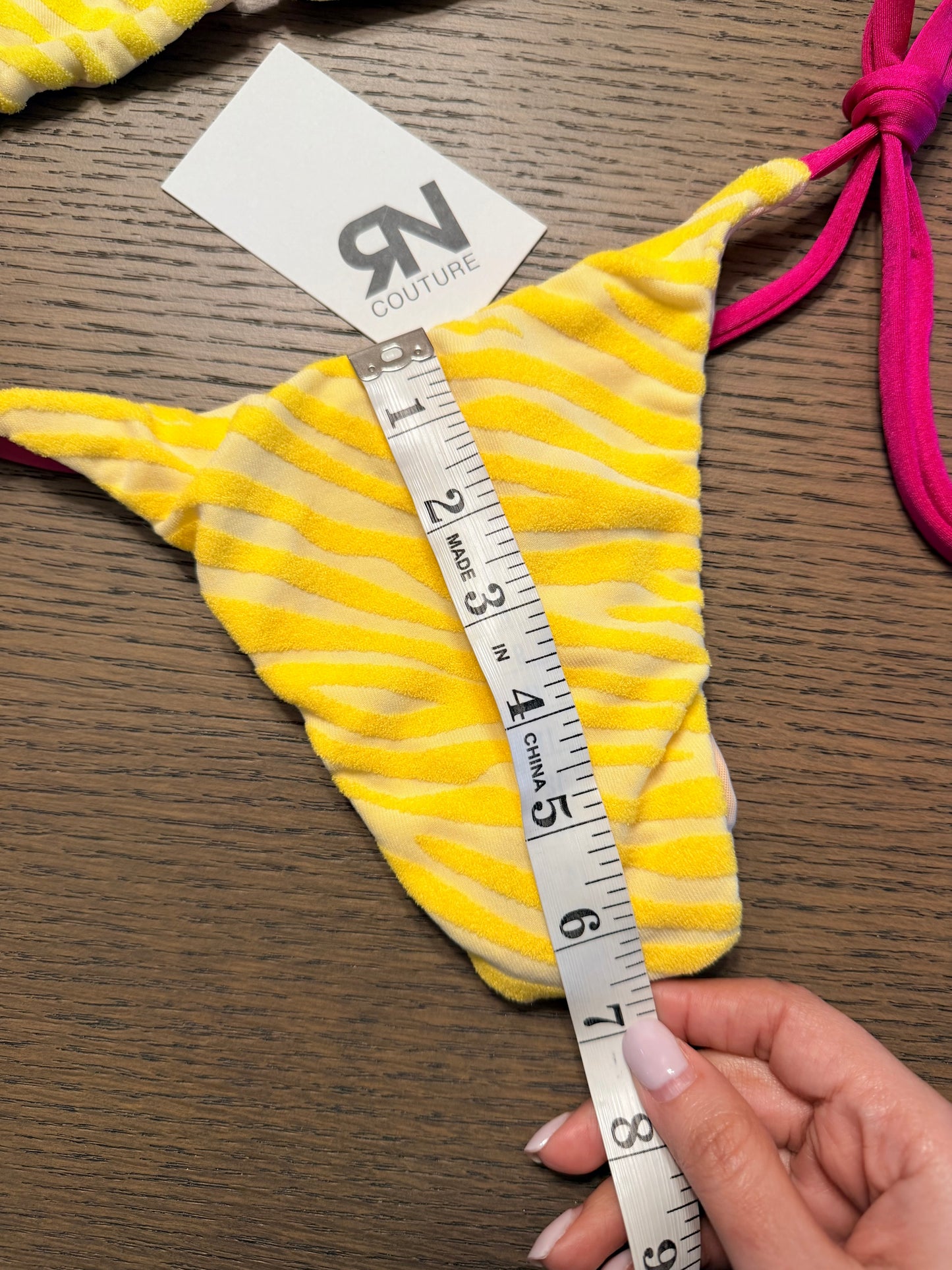 Lemon Zebra Cotton 2 pieces Thong swimsuit | Top S & Bottom XS