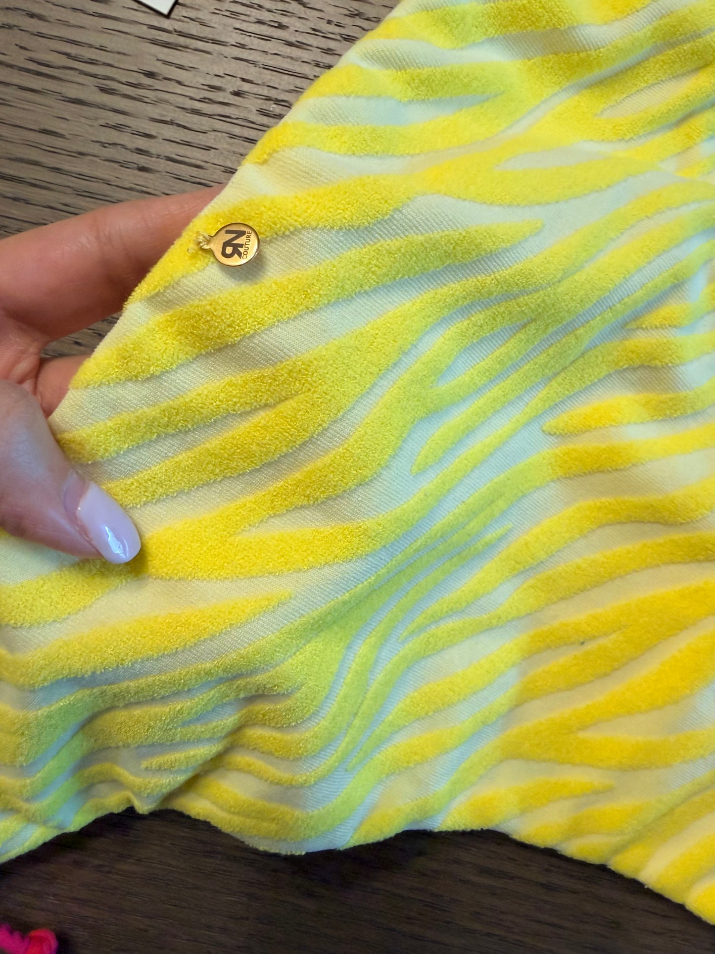 Lemon Zebra Cotton 2 pieces swimsuits | Top L & Bottom M