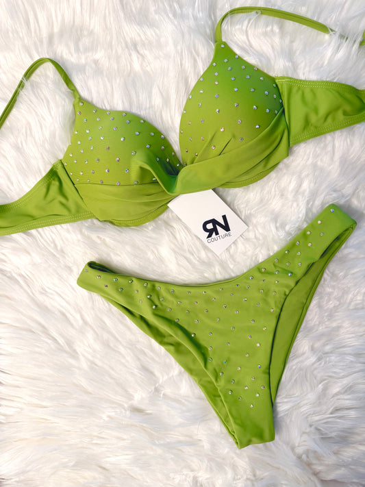 Crystal Swimsuit Set | Lime Green