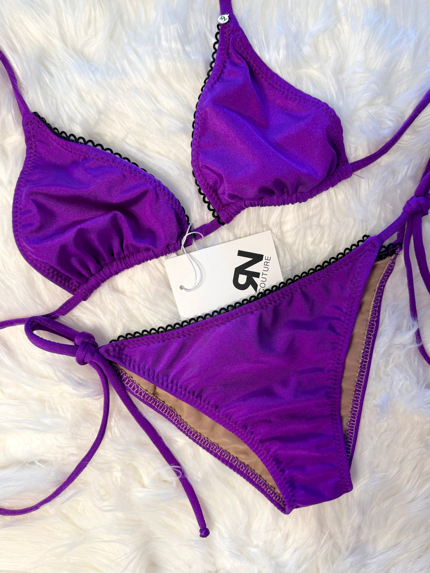 Bright Purple Bikini Set With Lace Details | Small-Medium