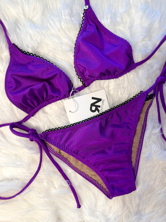 Bright Purple Bikini Set With Lace Details | Small-Medium