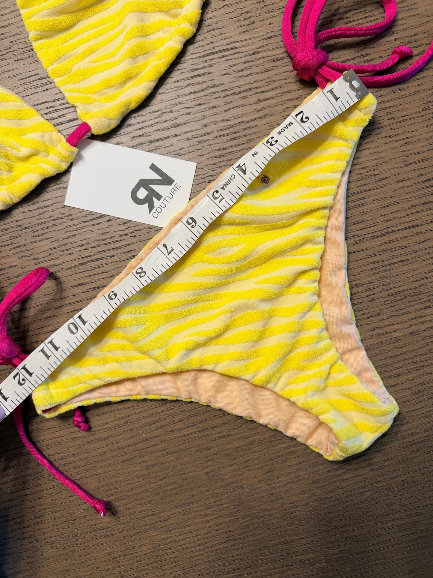 Lemon Zebra Cotton 2 pieces Bikini swimsuit | Top S & Bottom XS