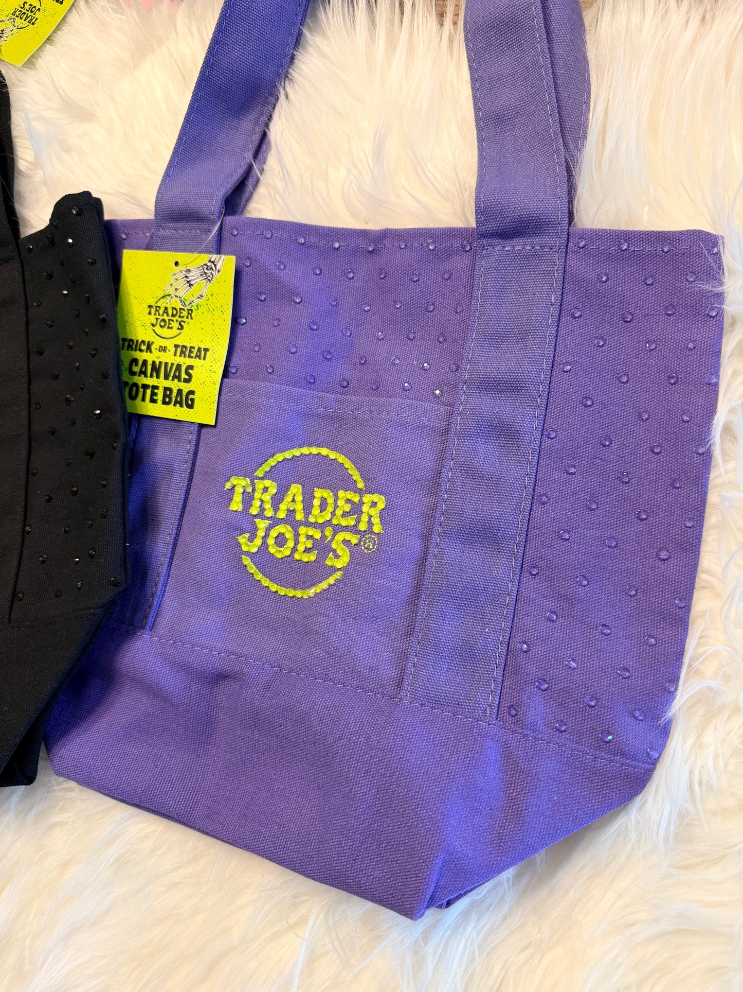 Bling Trader Joes Mini Tote | Black & Purple