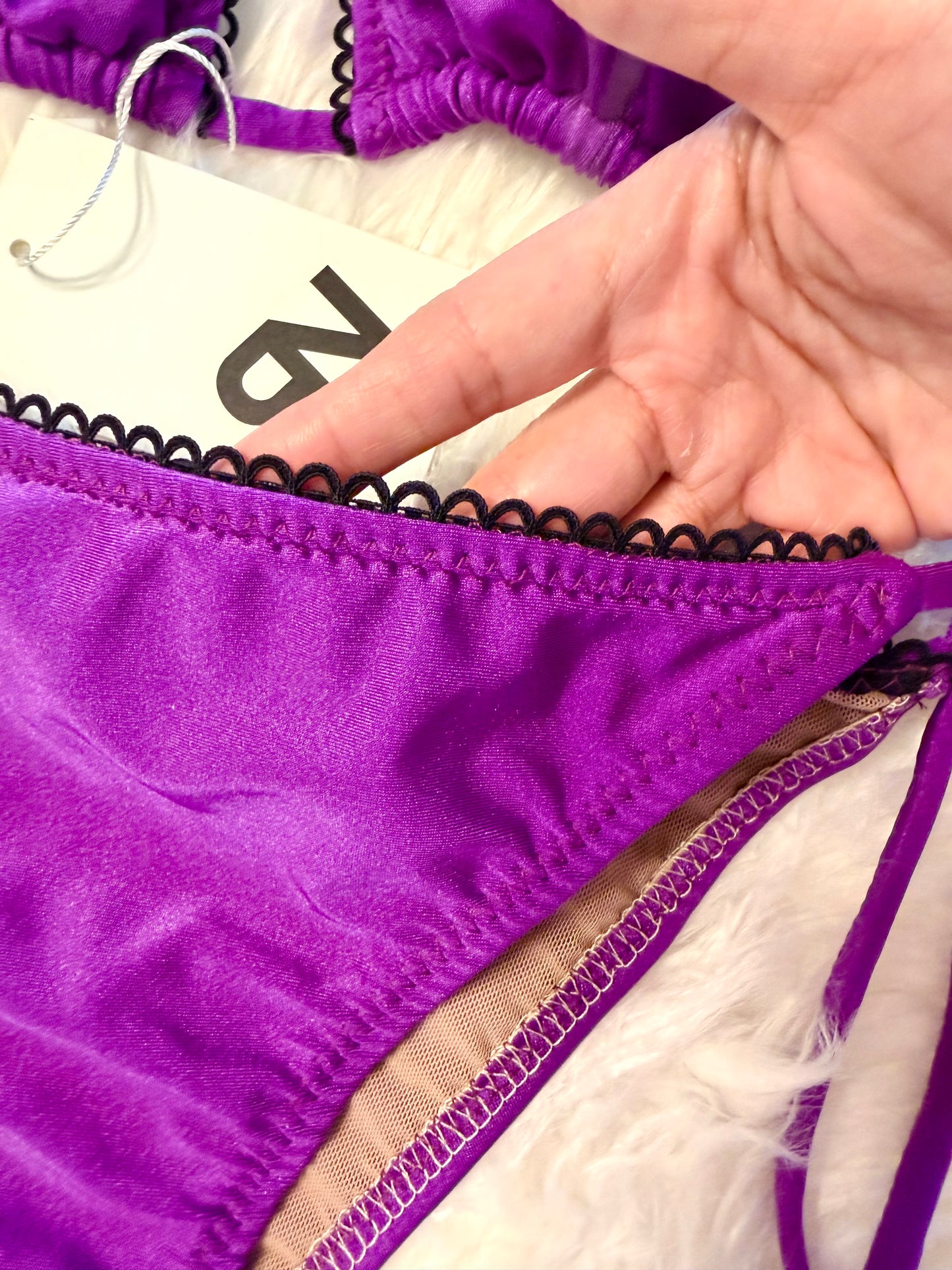 Bright Purple Bikini Set With Lace Details | Small-Medium