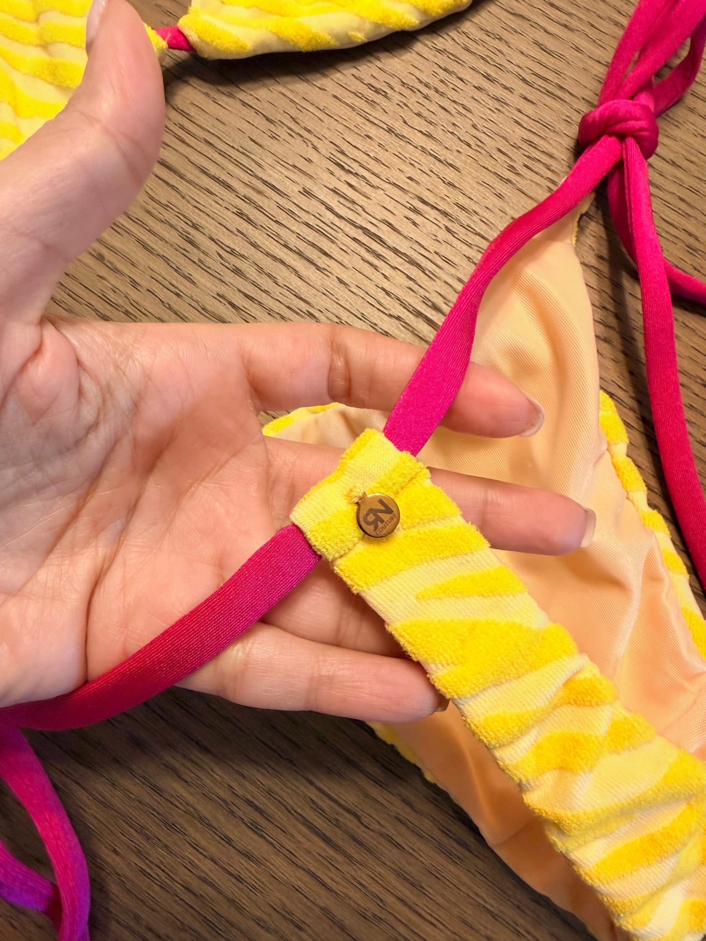 Lemon Zebra Cotton 2 pieces Thong swimsuit | Top S & Bottom XS