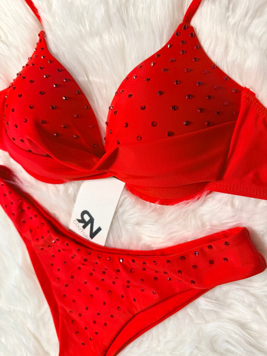 Crystal Swimsuit Set | Ruby Red