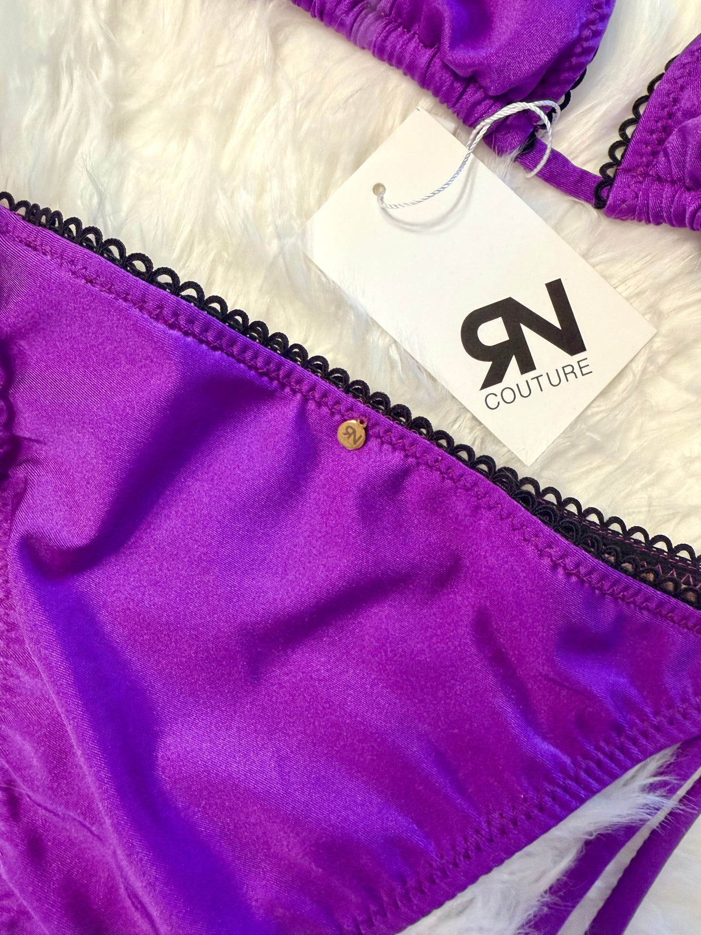 Bright Purple Bikini Set With Lace Details | Small-Medium