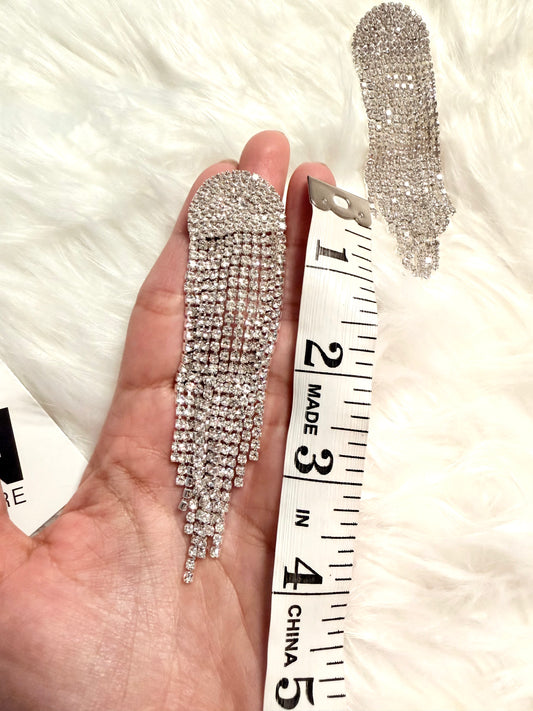 Silver Cascade Long Zircon Earrings