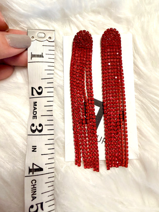 Cascade Red Long Earrings