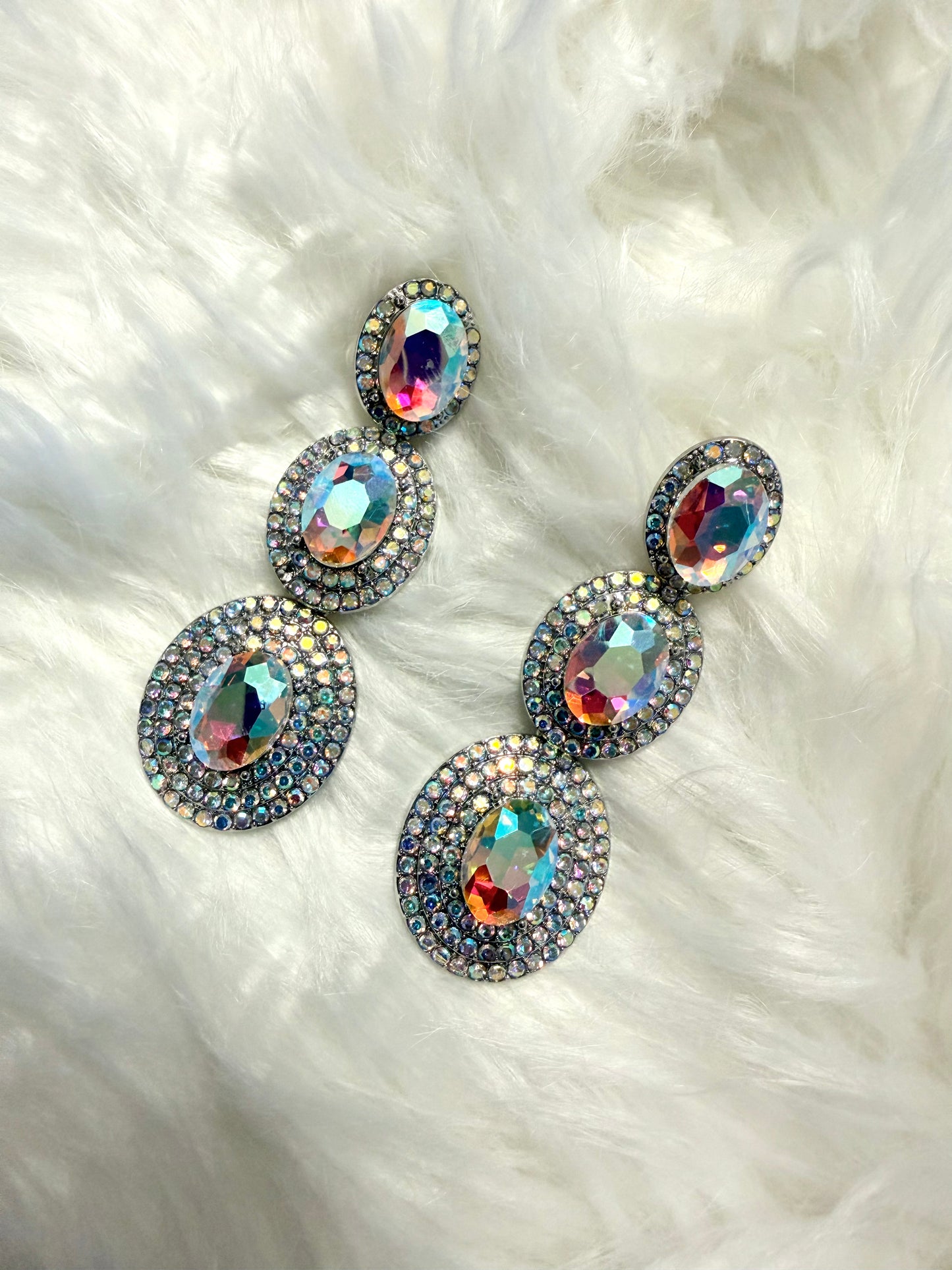 3 Rows Long AB Earrings