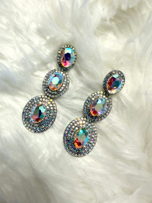 3 Rows Long AB Earrings