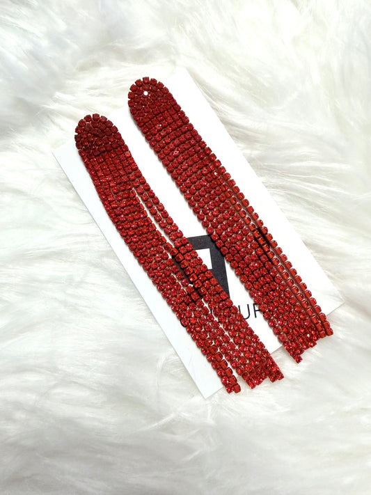 Cascade Red Long Earrings
