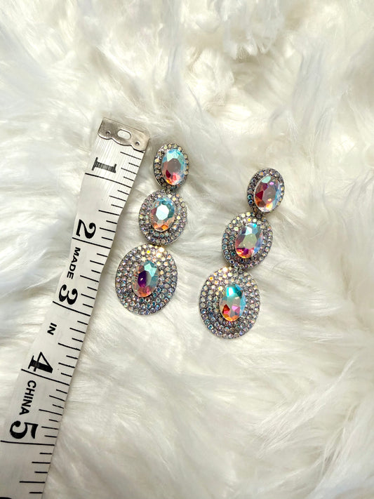 3 Rows Long AB Earrings