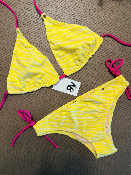 Lemon Zebra Cotton 2 pieces Bikini swimsuit | Top M & Bottom S