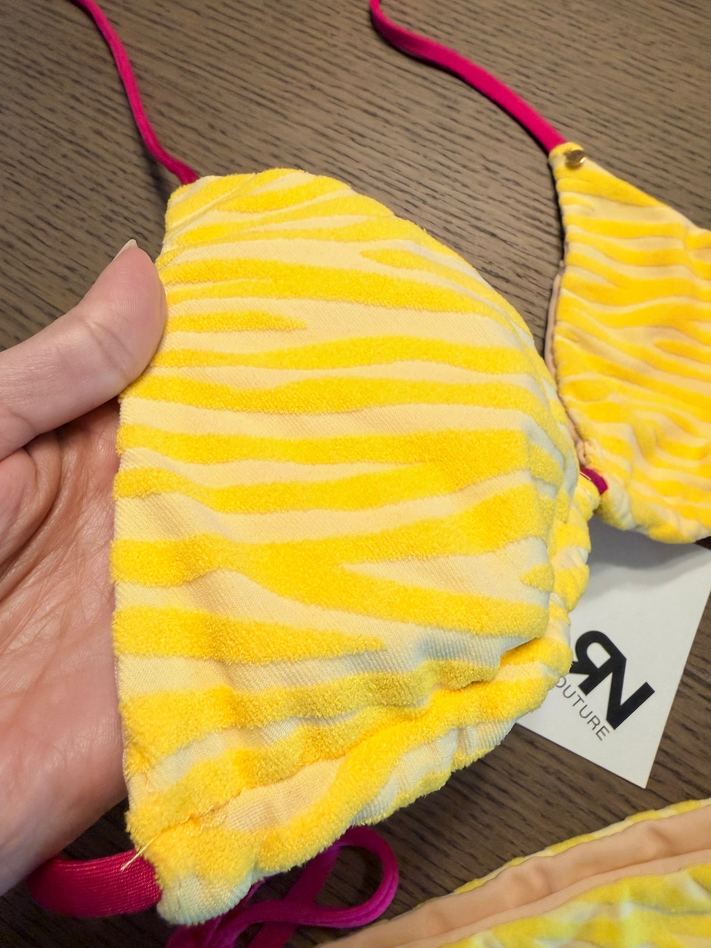 Lemon Zebra Cotton 2 pieces Bikini swimsuit | Top S & Bottom XS