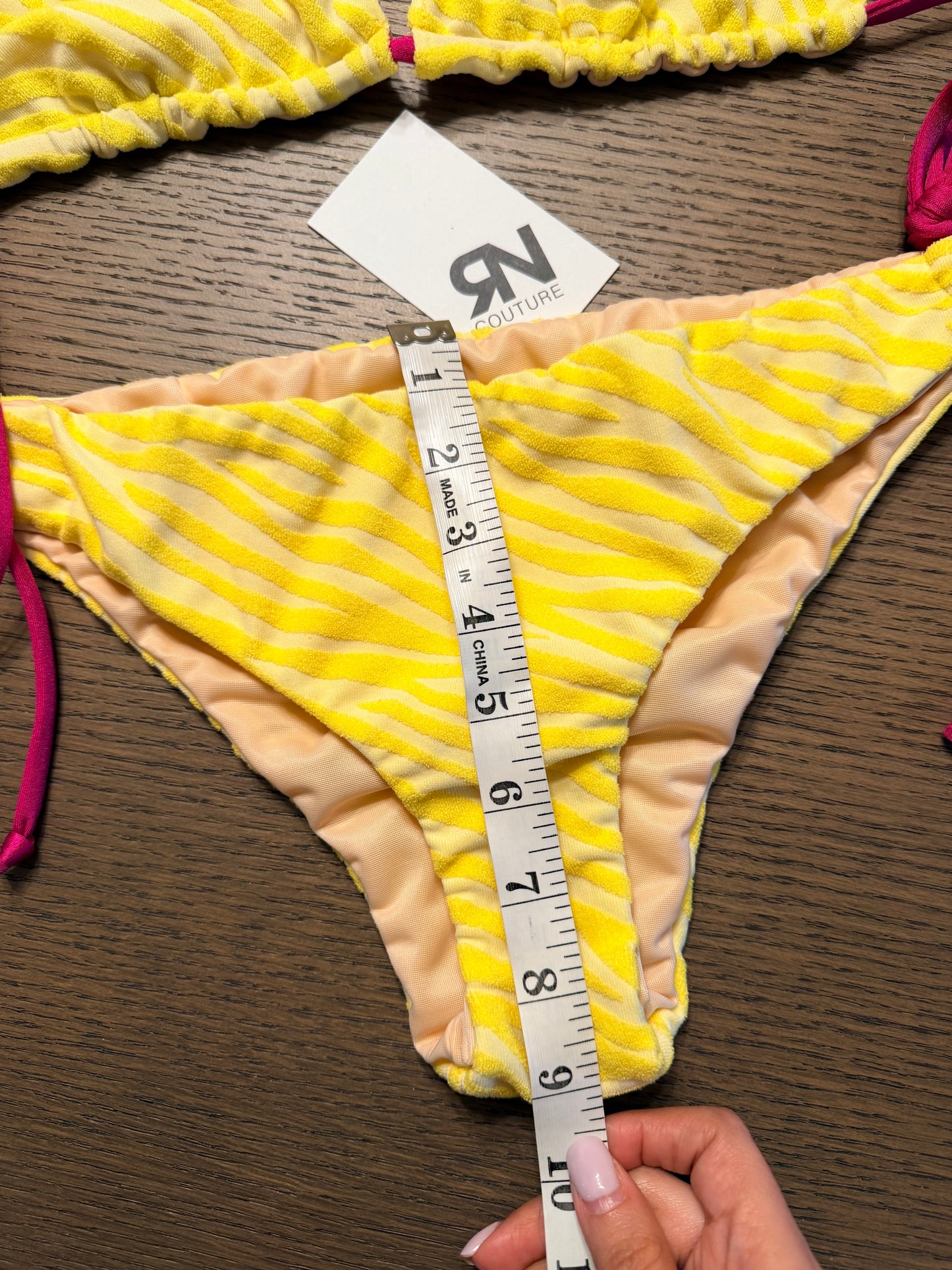 Lemon Zebra Cotton 2 pieces Bikini swimsuit | Top M & Bottom S
