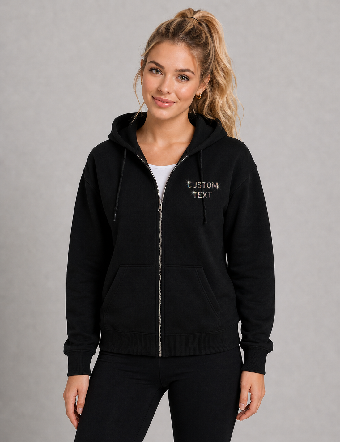 Crystal Custom Name Unisex Zip-up hoodie