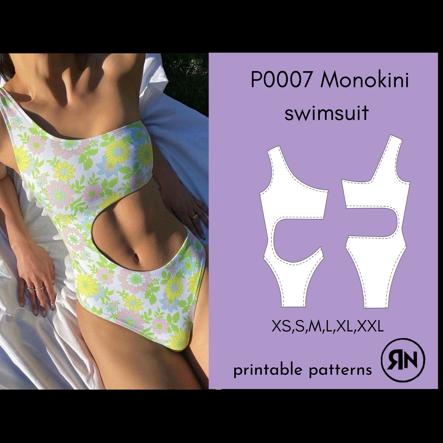 P0007 Monokini swimsuit pattern